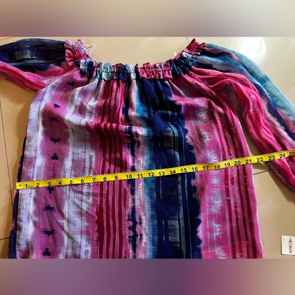 INC Womens Blouse Long Sleeve Off-The-Shoulder Tie Dye Top Shirt Multi S $70 NWT - Picture 9 of 16